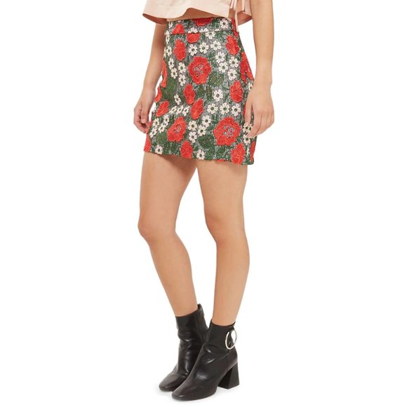 Topshop Rose Lace Gingham Skirt in Size 8 - Picture 3 of 5